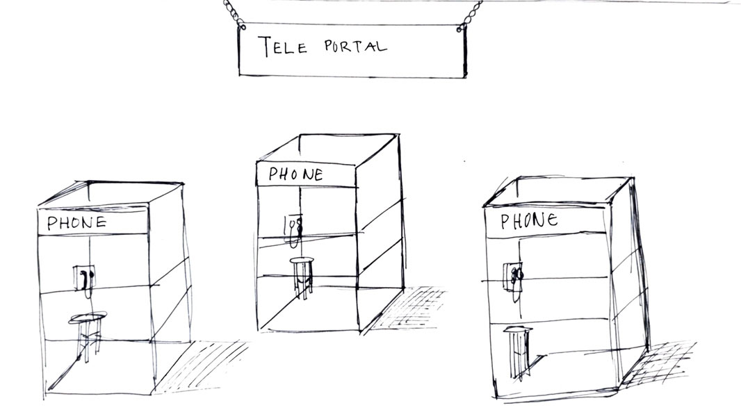 Sketch of teleportal art installation